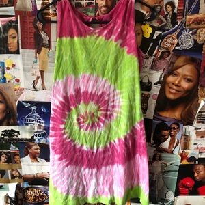 pink and green tye dye dress